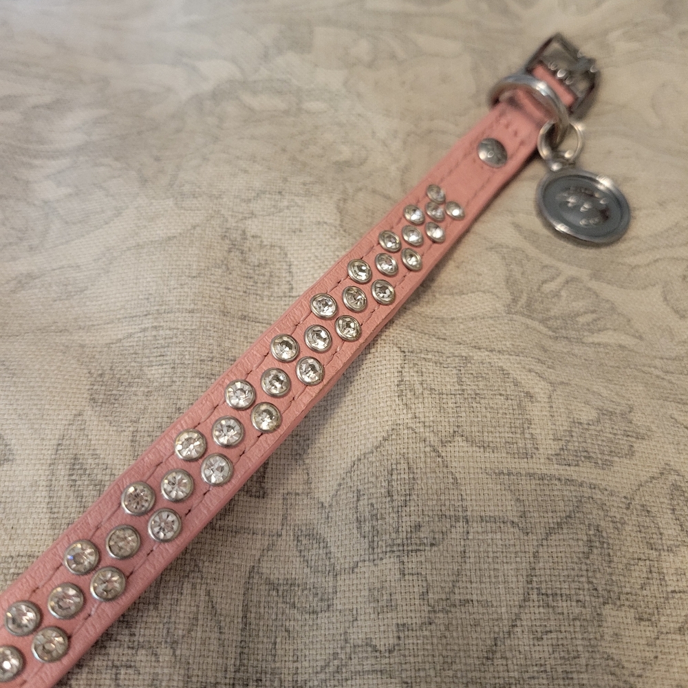 Dog Cat Collar Pink Rhinestone Diamond X-small EUC